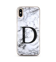 Iphone X Beyaz Mermer Harf Tasarımlı Telefon Kılıfı D-Harfi 