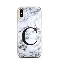 Iphone Xs Beyaz Mermer Harf Tasarımlı Telefon Kılıfı C-Harfi 