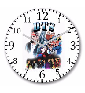 Bts  Bangtan  Duvar Saati Bombeli Gercek Cam