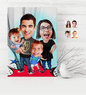 BK Gift Kişiye Özel Aile Karikatür Kanvas Tablo 30x50cm  3