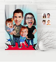 BK Gift Kişiye Özel Aile Karikatür Kanvas Tablo 30x50cm  3