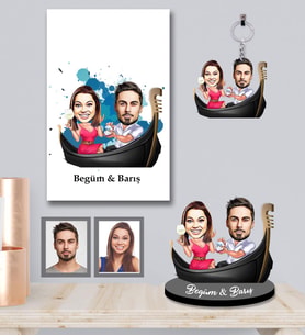 Kişiye Özel Sevgili Karikatürlü 3 lü Hediye Seti  Model 18