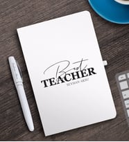 BK Gift Kişiye Özel En İyi Öğretmen Beyaz Defter ve Kalem Hediye Seti-17