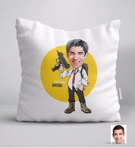BK Gift Kişiye Özel Erkek PUBG Karikatürlü Yastık-2 (Beyaz)