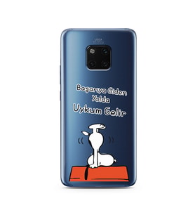 Snoopy Tasarımlı Süper Şeffaf Silikon Telefon Kılıfı Huawei Mate 20 Pro 