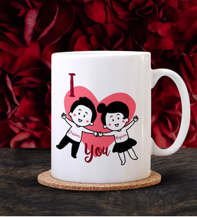 Kişiye Özel Sevgililer Günü Temalı I Love You Tasarım Beyaz Kupa
