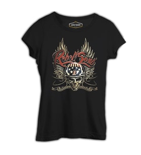Motosiklet - Rebel Siyah Kadın Tshirt