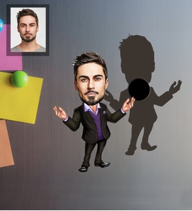 Kişiye Özel Patron Karikatürlü Ahşap Magnet Bay-8
