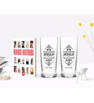 BK Gift Kişiye Özel Renkli Baskılı Yeşilçam Replikleri Sütoğlan Tasarımlı İkili Rakı Bardağı ve Rakı Cep Kitabı Hediye Seti-1 (Model 1)