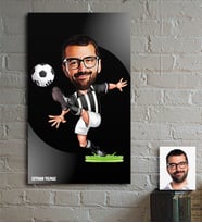 BK Gift Kişiye Özel Futbol Siyah Beyaz Karikatür Ahşap Tablo - 1