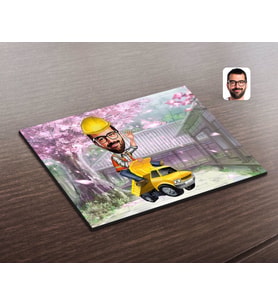 BK Gift Kişiye Özel Erkek Yol Mühendisi Karikatürlü Ahşap Puzzle-1