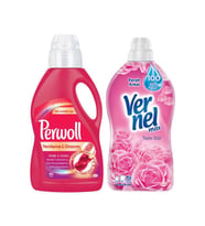 Vernel Max Taze Gül Yumuşatıcı 1440 ml + Perwoll Renkliler İçin Sıvı Çamaşır Deterjanı 1 Litre (Pembe)