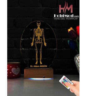Tus ve Tez Hediyeleri Anatomi İskelet Tasarım 3D Gece Lambası RGB Led Aydınlatma