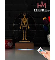 Tus ve Tez Hediyeleri Anatomi İskelet Tasarım 3D Gece Lambası RGB Led Aydınlatma