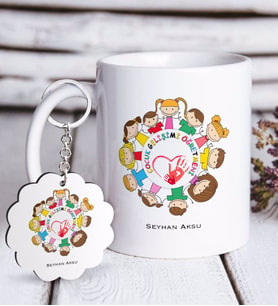 BK Gift Kişiye Özel Çocuk Gelişimi Öğretmeni Beyaz Kupa ve Anahtarlık Hediye Seti-1 (Model 1)
