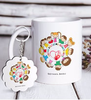 BK Gift Kişiye Özel Çocuk Gelişimi Öğretmeni Beyaz Kupa ve Anahtarlık Hediye Seti-1 (Model 1)