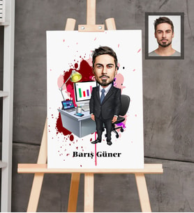 Kişiye Özel Patron Karikatürlü  Ahşap Tablo 30x47 Bay-26
