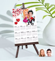 BK Gift Kişiye Özel 15x21 cm Fotoğraf Kartlı Sevgililer Karikatürlü Şövaleli 2024 Takvim -9 (Beyaz)