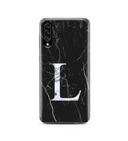 Samsung A30s Siyah Mermer Harf Tasarımlı Telefon Kılıfı L-Harfi 