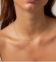Papatya Silver Gümüş Kişiye Özel Asimetrik 2 Harf Kolye (Rose)