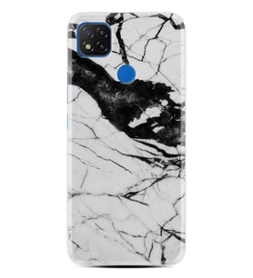 Kılıfland Xiaomi Redmi 9C Kılıf Silikon Resimli Kapak Beyaz Taşlı Mermer Stok 1300