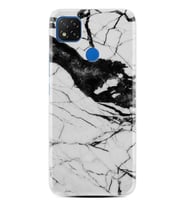 Kılıfland Xiaomi Redmi 9C Kılıf Silikon Resimli Kapak Beyaz Taşlı Mermer Stok 1300