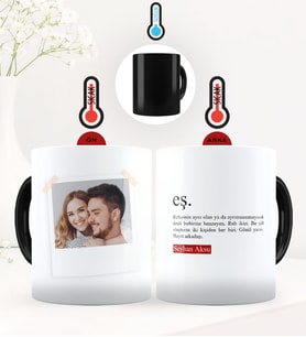 BK Gift Kişiye Özel Fotoğraflı Eş Anlamı Sihirli Kupa Bardak - 2 (Siyah)