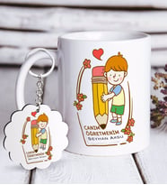 BK Gift Kişiye Özel Canım Öğretmenim Beyaz Kupa ve Anahtarlık Hediye Seti-4 (Model 1)