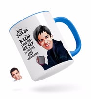 BK Gift Kişiye Özel Erkek Her Şey Yolundaymış Gibi Karikatürlü Mavi Kupa Bardak-4