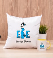 Ebe Kare Yastık ve Sarı Kupa Bardak