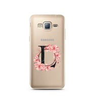 Pembe Çiçekli Harf Tasarım Süper Şeffaf Silikon Telefon Kılıfı Samsung J3 (2016)