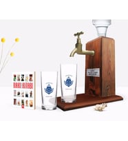 BK Gift Kişiye Özel Renkli Baskılı Trabzon Tasarımlı Turistik İkili Rakı Bardağı Ahşap Rakı Standı ve Cep Kitabı Hediye Seti-1 (Model 1)
