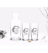 BK Gift Kişiye Özel Renkli Baskılı Baş Harf İsim Tasarımlı İkili Rakı Bardağı ve Karaf Hediye Seti-4 (Model 1)