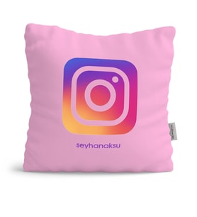 BK Gift Kişiye Özel Instagram Pembe Yastık
