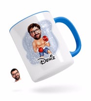 BK Gift Kişiye Özel Erkek Boksör Karikatürlü Mavi Kupa Bardak-1