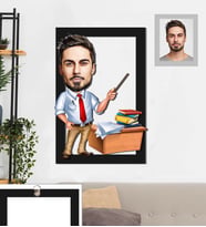 Kişiye Özel Öğretmen Karikatürlü 3D Ahşap Tablo 30x47 Bay-4