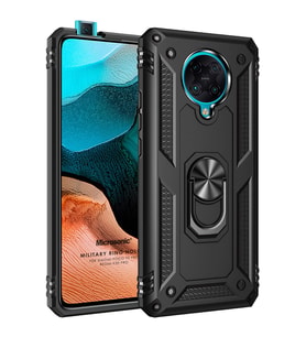 Microsonic Xiaomi Poco F2 Pro Kılıf Military Ring Holder Siyah