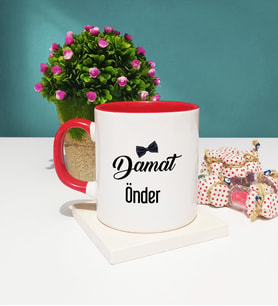Damat Tasarımlı Kişiye Özel Damat Kupa Bardak Kırmızı
