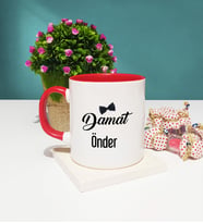 Damat Tasarımlı Kişiye Özel Damat Kupa Bardak Kırmızı