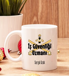 İş Güvenliği Uzmanına Hediye Beyaz Kupa Bardak