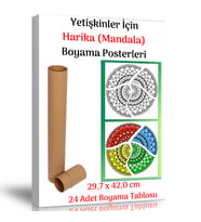 Yetişkinler İçin Harika Mandala Boyama Posterleri 24 Adet (30 cm x42 cm)