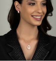 Gümüş Zirkon Taşlı Gözyaşı Damlası Tasarım Abiye Günlük Set (Rose)