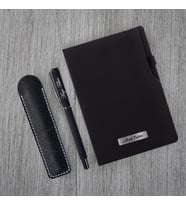 Kişiye Özel Siyah Defter ve Siyah Roller Kalem Seti
