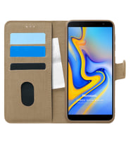 Microsonic Samsung Galaxy J6 Plus Kılıf Fabric Book Wallet Gold