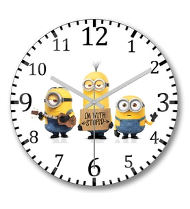 Minyonlar- Minions- I'm With Stupid Duvar Saati Bombeli Gercek Ca