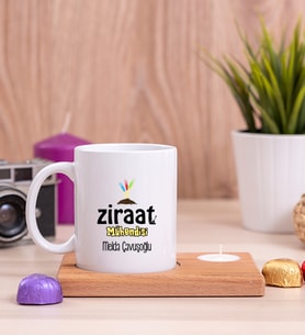 Ziraat Mühendisi Ahşap Altlıklı Mumlu Beyaz Kupa Bardak
