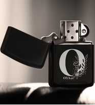 BK Gift Kişiye Özel Harfli Benzinli Siyah Metal Çakmak Model 1