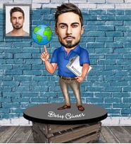 Kişiye Özel Patron Karikatürlü Ahşap Biblo Bay-16