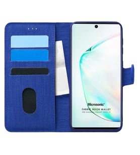 Microsonic Samsung Galaxy Note 10 Kılıf Fabric Book Wallet Lacivert