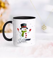 BK Gift Kişiye Özel Yılbaşı Mutlu Yıllar Siyah Kupa ve Kar Tanesi Kolye-16 (Model 1)